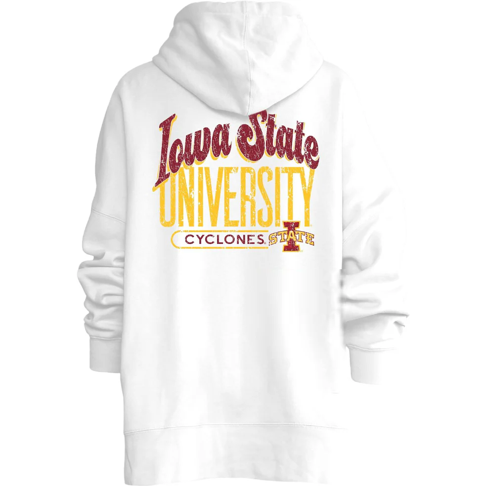 Iowa State Hoodie Women's White Script Logo - Image 2